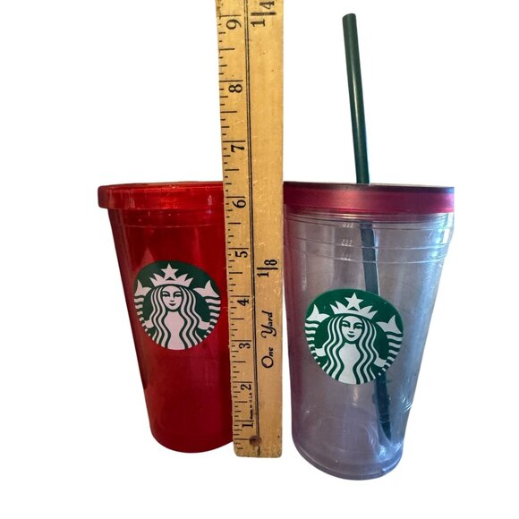 Starbucks 24 Oz Light Blue Diamond Pattern Tumbler With Lid & Red Straw - Picture 9 of 11